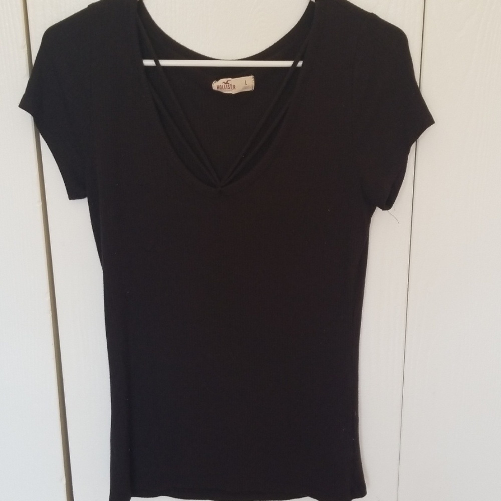 Hollister black top with fabric down the cleavage